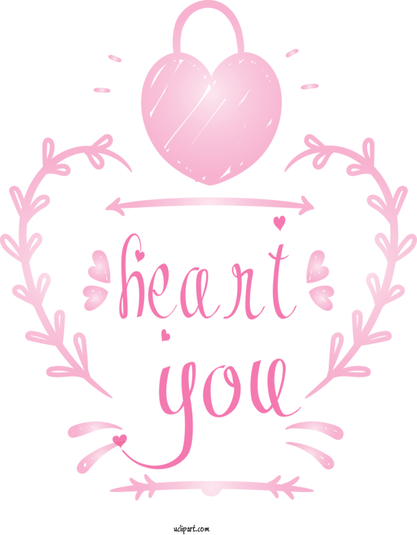 Free Holidays Heart Pink Text For Valentines Day Clipart Transparent Background