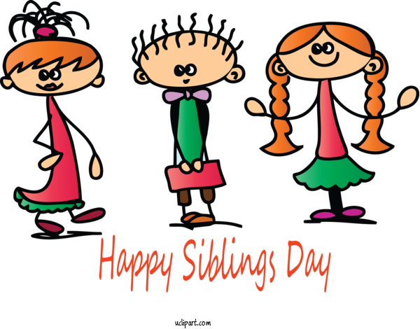 Free Holidays Cartoon People Line For Siblings Day Clipart Transparent Background