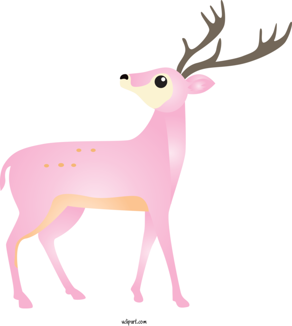Free Animals Deer Reindeer Pink For Reindeer Clipart Transparent Background