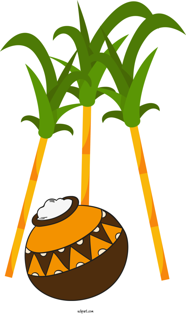 Free Holidays Green Palm Tree Leaf For Pongal Clipart Transparent Background