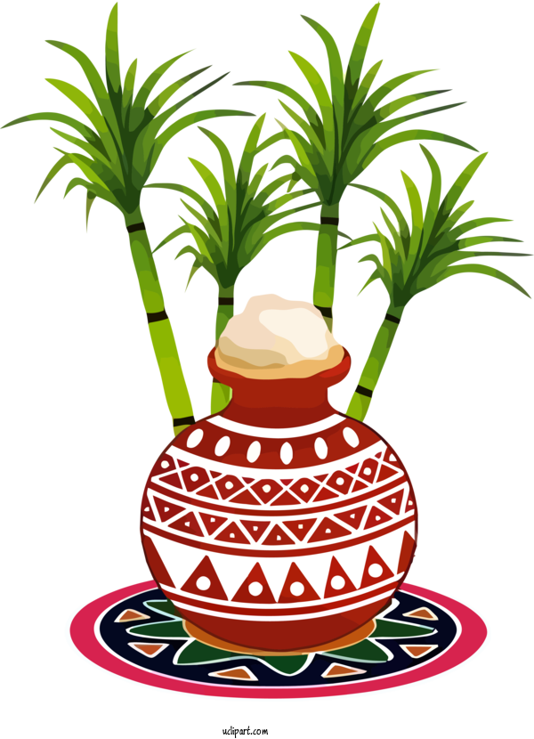 Free Holidays Palm Tree Houseplant Plant For Pongal Clipart Transparent Background