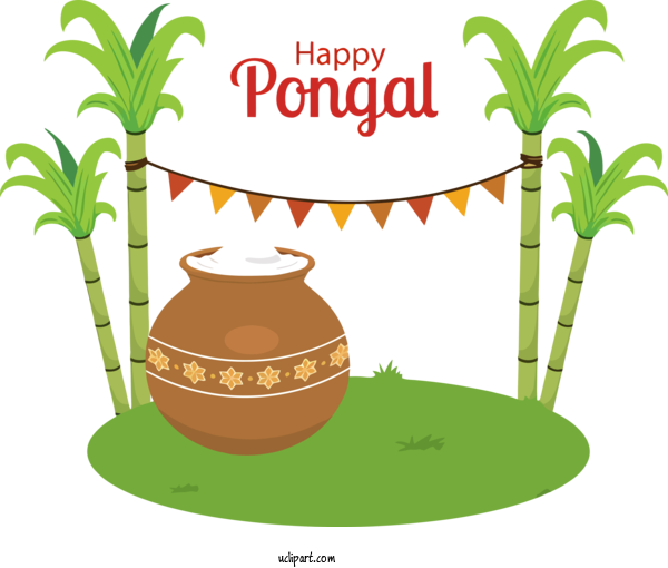 Free Holidays Flowerpot Palm Tree Tree For Pongal Clipart Transparent Background