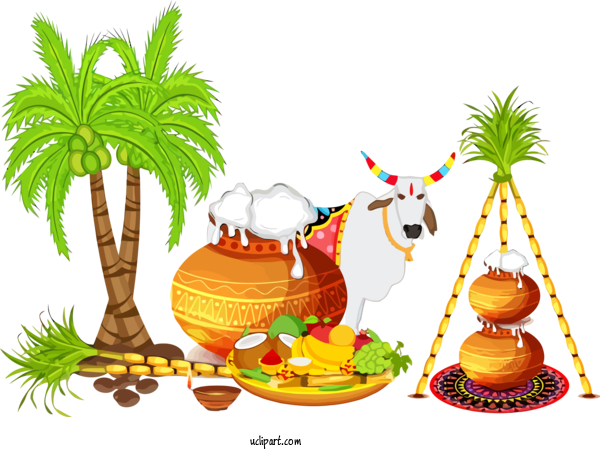 Free Holidays Palm Tree Arecales Tree For Pongal Clipart Transparent Background