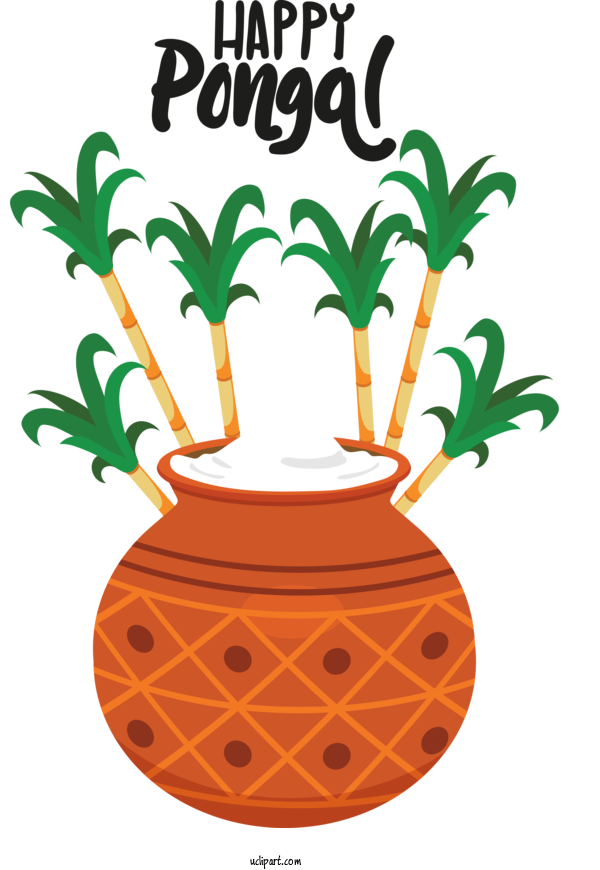 Free Holidays Flowerpot Plant Font For Pongal Clipart Transparent Background