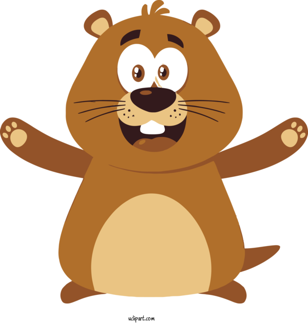 Free Holidays Cartoon Beaver Brown Bear For Groundhog Day Clipart Transparent Background