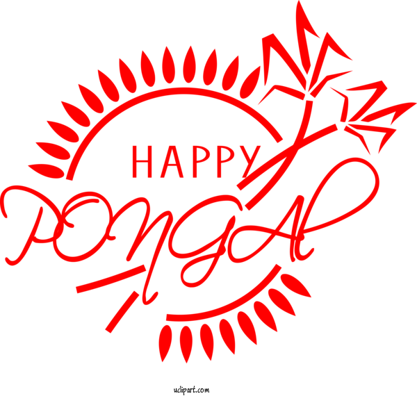 Free Holidays Text Red Font For Pongal Clipart Transparent Background