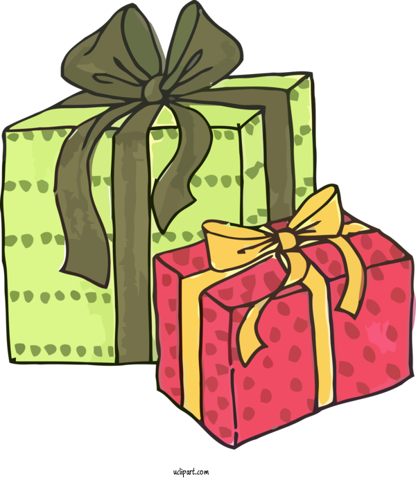 Free Holidays Present Green Gift Wrapping For Christmas Clipart Transparent Background