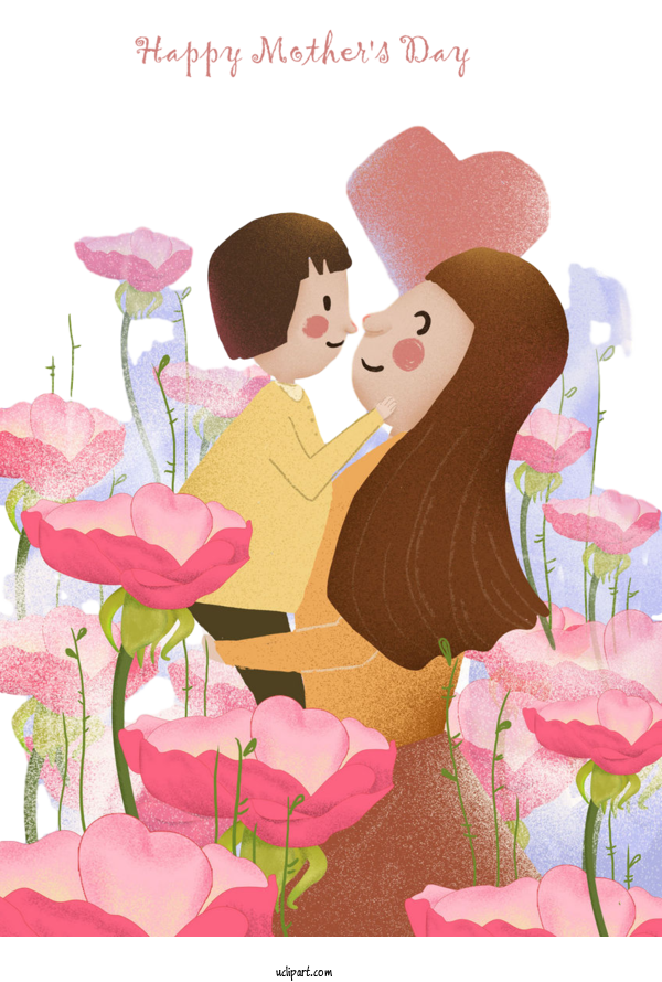 Free Holidays Cartoon Pink Love For Mothers Day Clipart Transparent Background