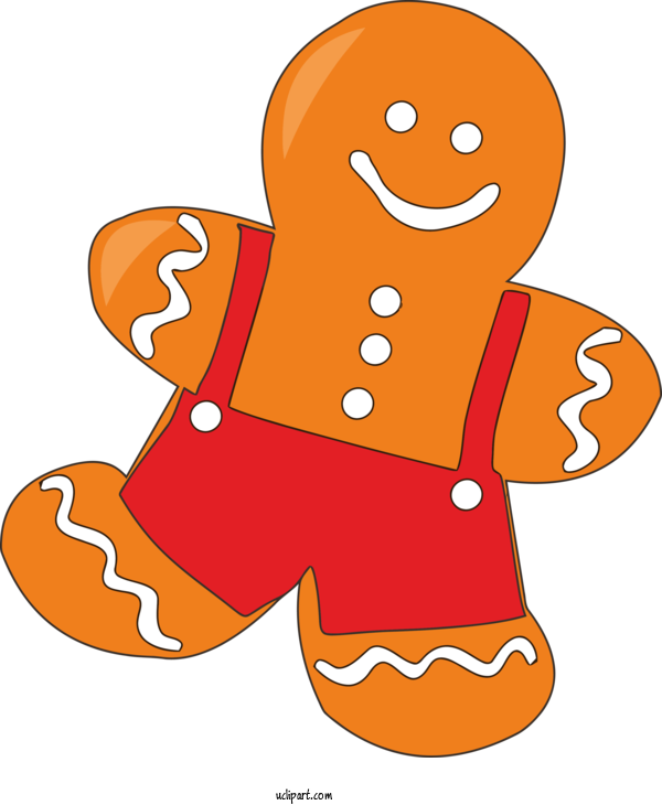 Free Holidays Orange Cartoon Gingerbread For Christmas Clipart Transparent Background
