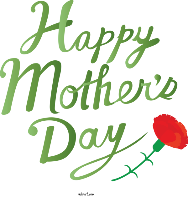 Free Holidays Green Font Text For Mothers Day Clipart Transparent Background