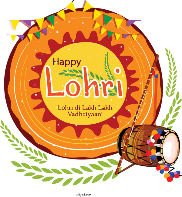 Free Holidays Orange Indian Musical Instruments For Lohri Clipart Transparent Background