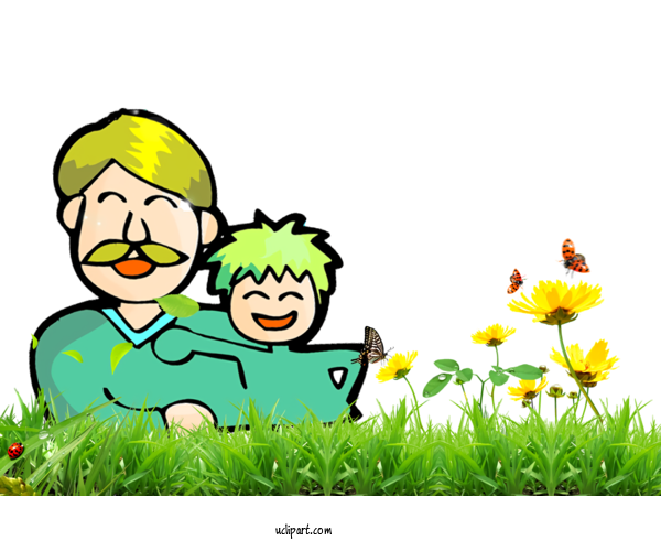 Free Holidays People In Nature Cartoon Grass For Fathers Day Clipart Transparent Background