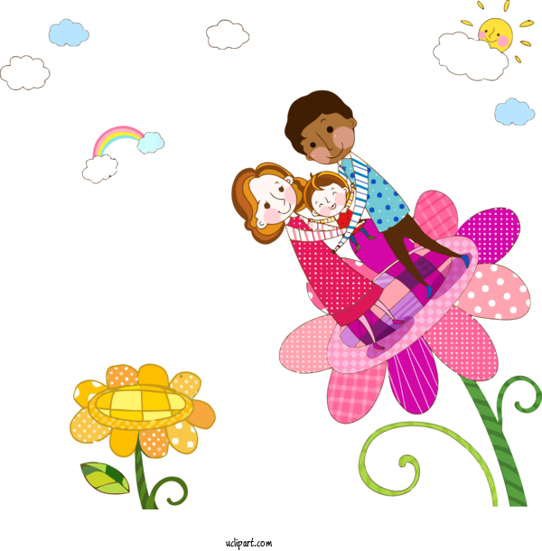 Free Holidays People In Nature Cartoon Playing With Kids For Family Day Clipart Transparent Background