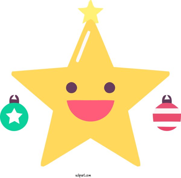 Free Holidays Star Yellow Smiley For Christmas Clipart Transparent Background