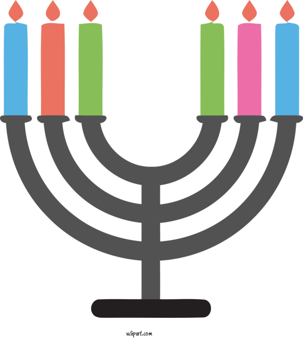 Free Holidays Menorah Candle Holder Line For Hanukkah Clipart Transparent Background
