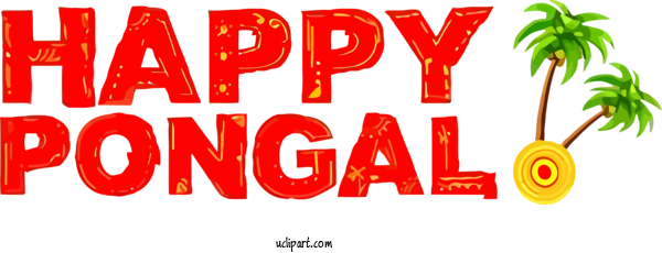 Free Holidays Text Font Red For Pongal Clipart Transparent Background