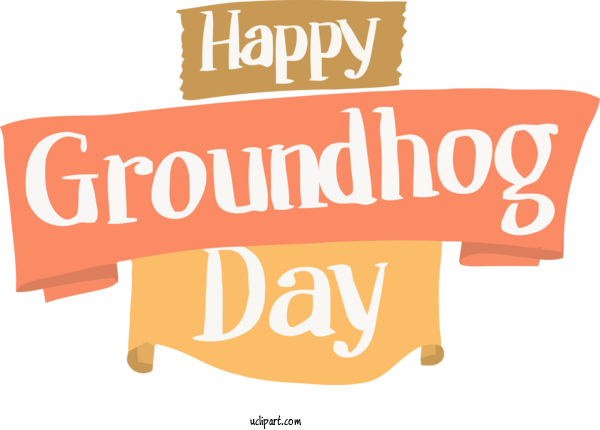 Free Holidays Text Font Line For Groundhog Day Clipart Transparent Background