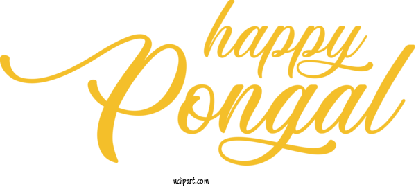 Free Holidays Text Yellow Font For Pongal Clipart Transparent Background
