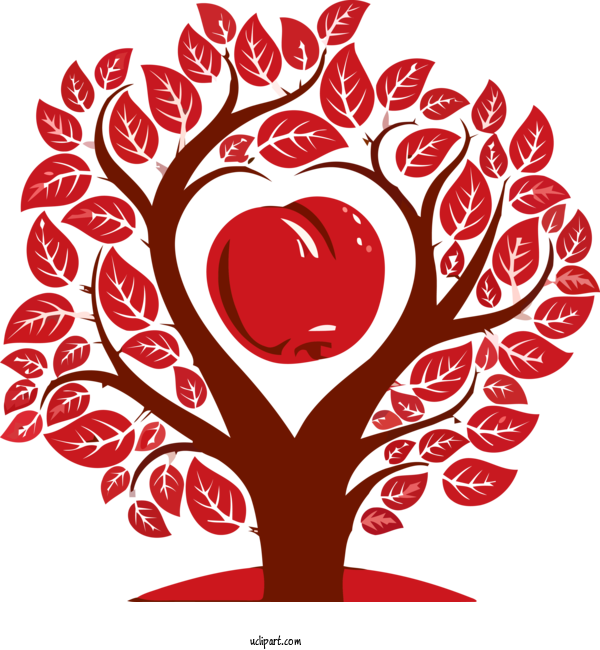 Free Nature Red Heart Love For Tree Clipart Transparent Background