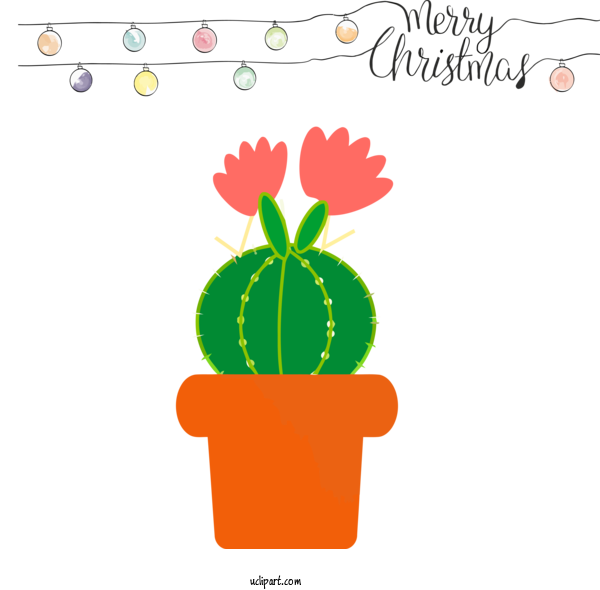 Free Holidays Cactus Flowerpot Plant For Christmas Clipart Transparent Background