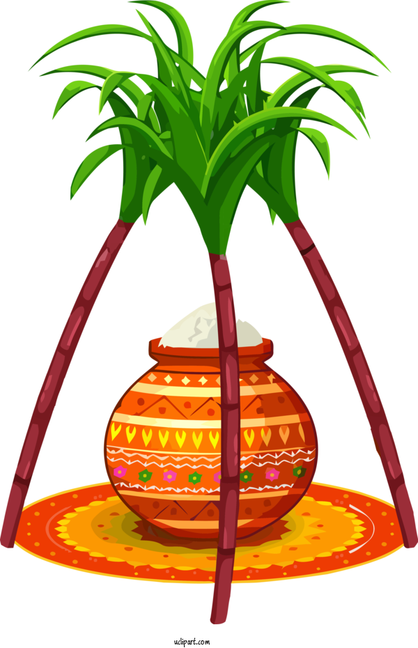 Free Holidays Houseplant Flowerpot Orange For Pongal Clipart Transparent Background