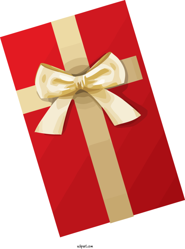 Free Holidays Red Ribbon Present For Christmas Clipart Transparent Background