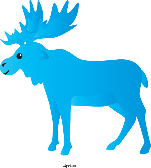 Free Animals Blue Animal Figure Line Art For Reindeer Clipart Transparent Background