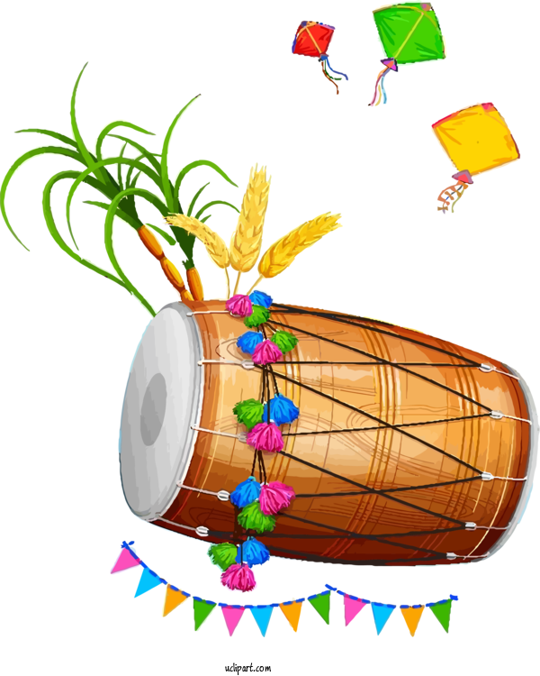 Free Holidays Drum Hand Drum Indian Musical Instruments For Lohri Clipart Transparent Background