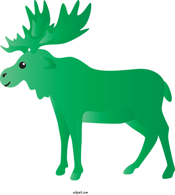 Free Animals Green Animal Figure Wildlife For Reindeer Clipart Transparent Background