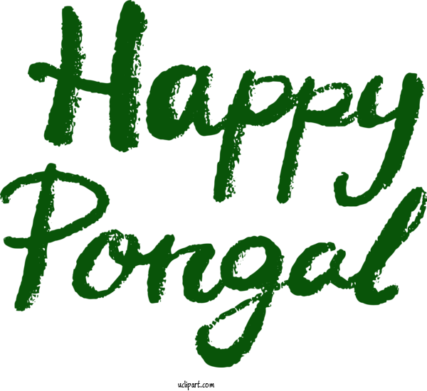 Free Holidays Text Font Green For Pongal Clipart Transparent Background