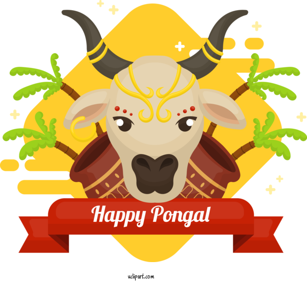 Free Holidays Cartoon Bovine Goats For Pongal Clipart Transparent Background