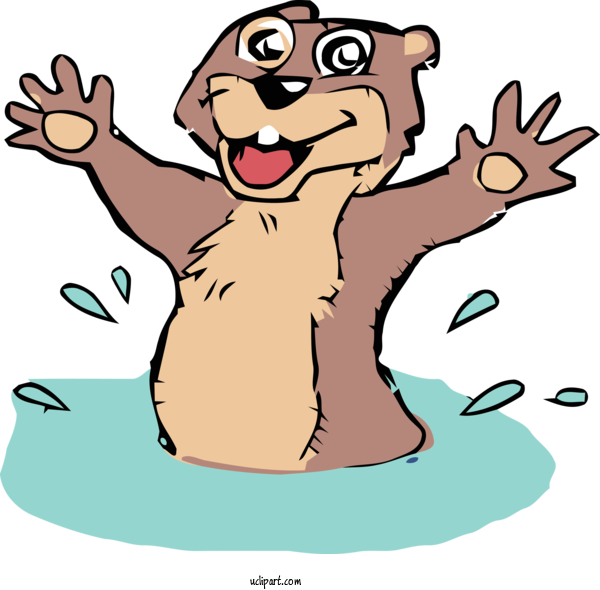 Free Holidays Cartoon Waving Hello Pleased For Groundhog Day Clipart Transparent Background