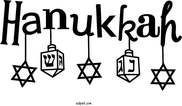 Free Holidays Font Text Line Art For Hanukkah Clipart Transparent Background
