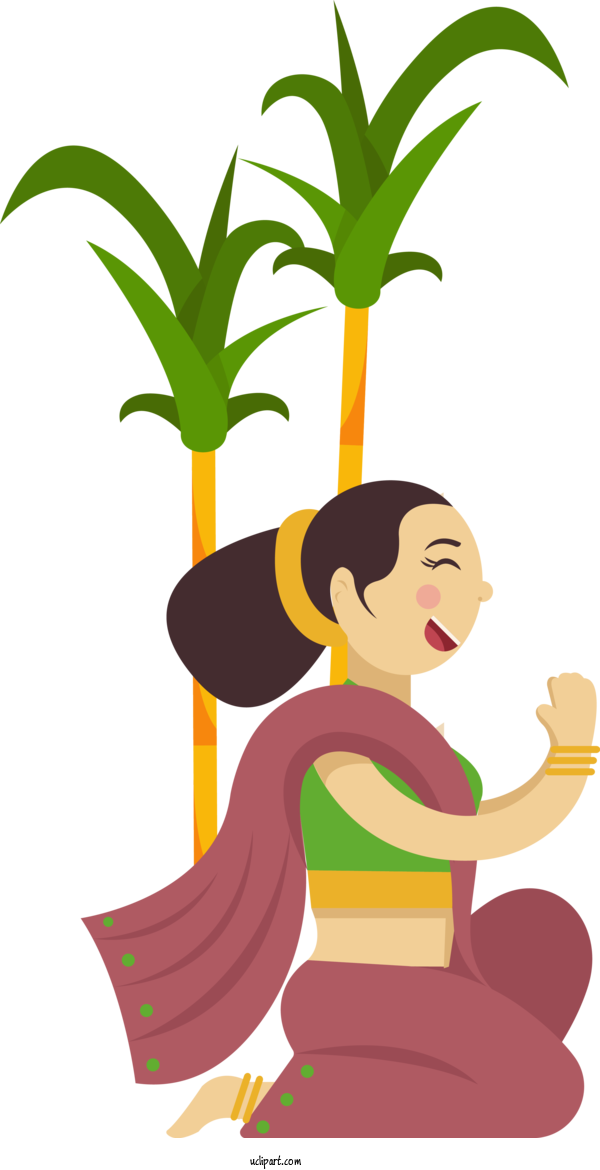 Free Holidays Cartoon Plant Happy For Pongal Clipart Transparent Background