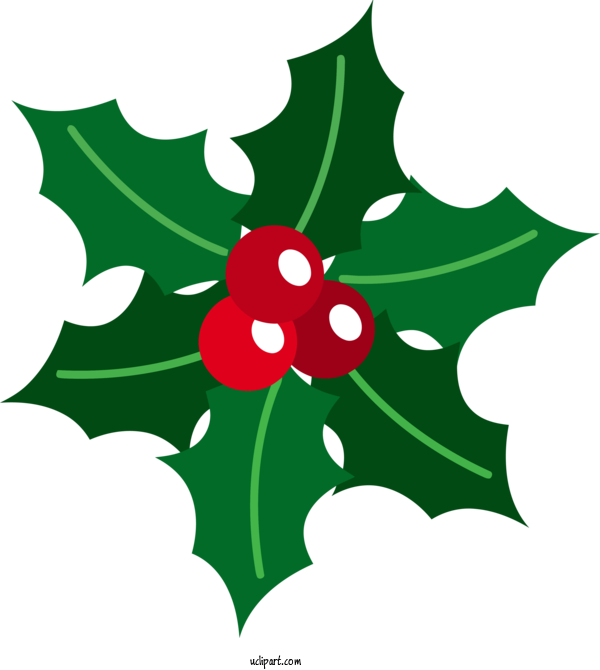 Free Holidays Holly Leaf Plant For Christmas Clipart Transparent Background