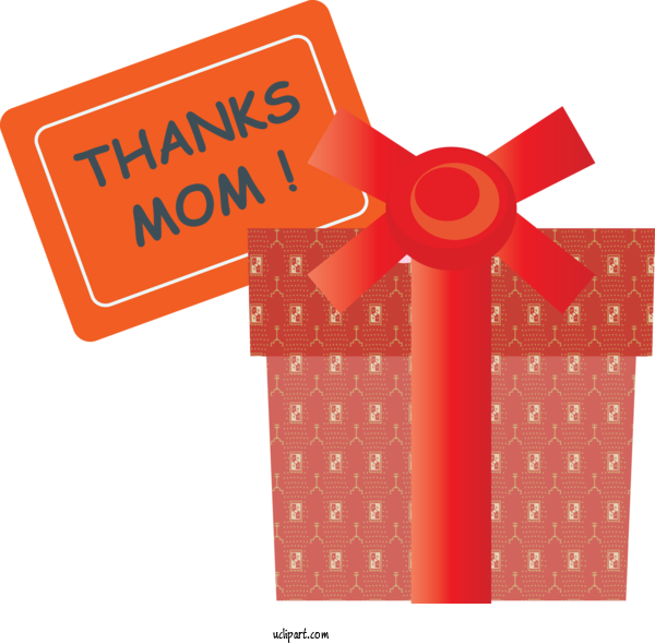 Free Holidays Red Orange Present For Mothers Day Clipart Transparent Background
