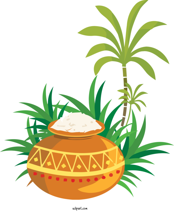 Free Holidays Palm Tree Plant Ananas For Pongal Clipart Transparent Background