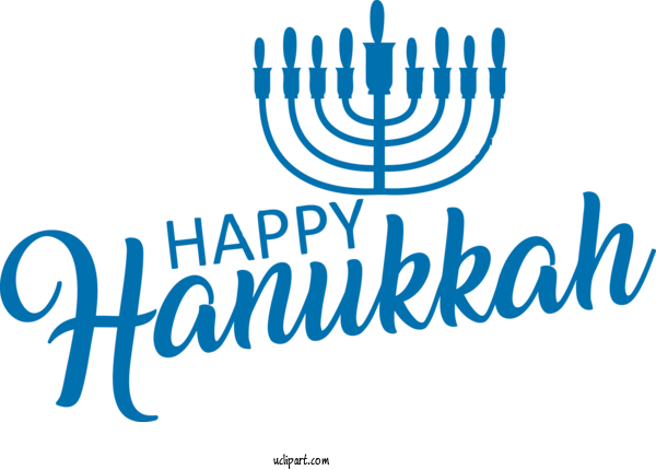 Free Holidays Text Menorah Logo For Hanukkah Clipart Transparent Background