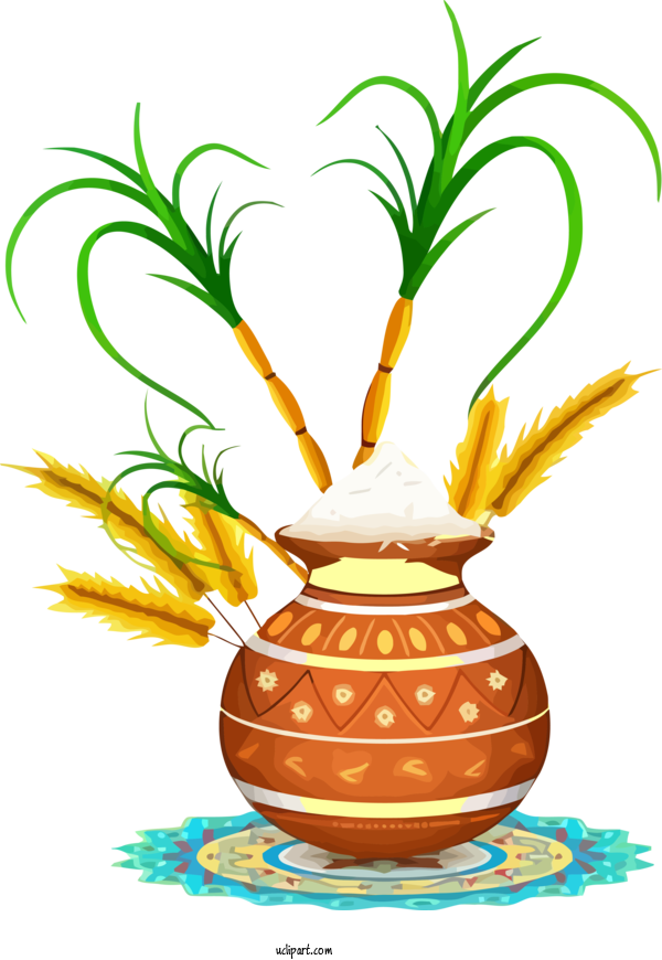 Free Holidays Flowerpot Plant Vegetable For Pongal Clipart Transparent Background