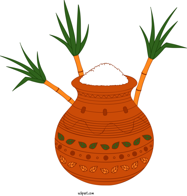 Free Holidays Carrot Plant Flowerpot For Pongal Clipart Transparent Background