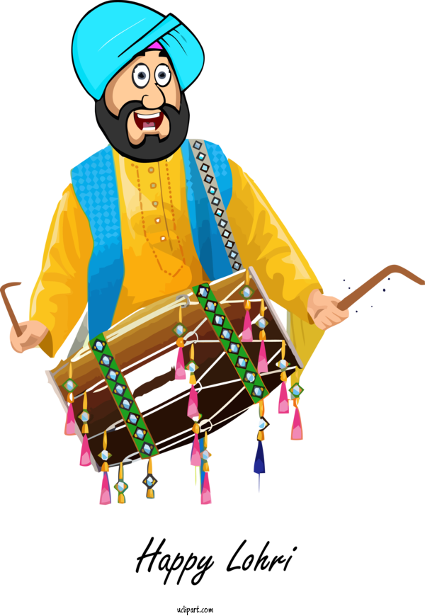 Free Holidays Indian Musical Instruments Hand Drum For Lohri Clipart Transparent Background