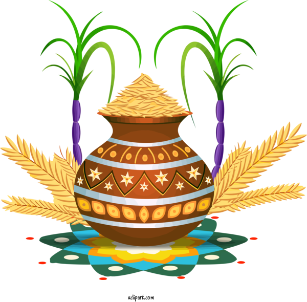 Free Holidays Grass Plant Palm Tree For Pongal Clipart Transparent Background