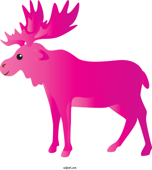 Free Animals Pink Cartoon Animal Figure For Reindeer Clipart Transparent Background