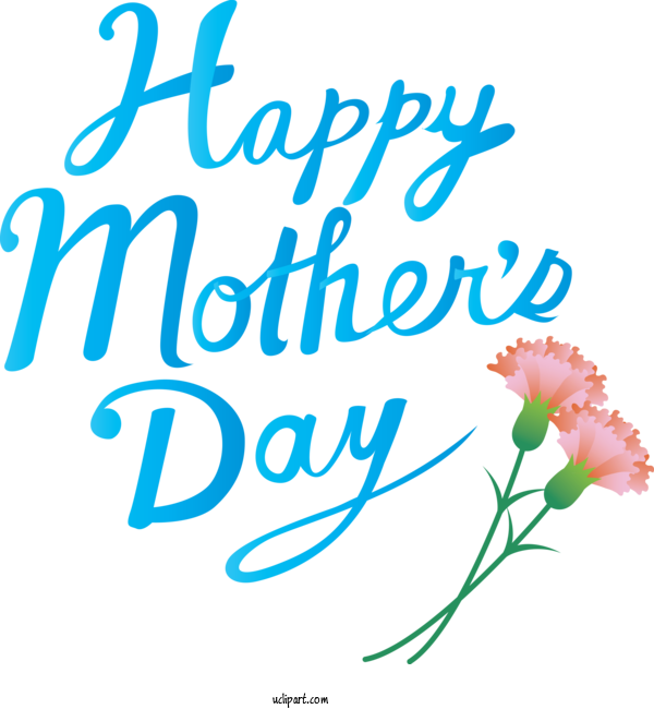Free Holidays Text Font Cut Flowers For Mothers Day Clipart Transparent Background