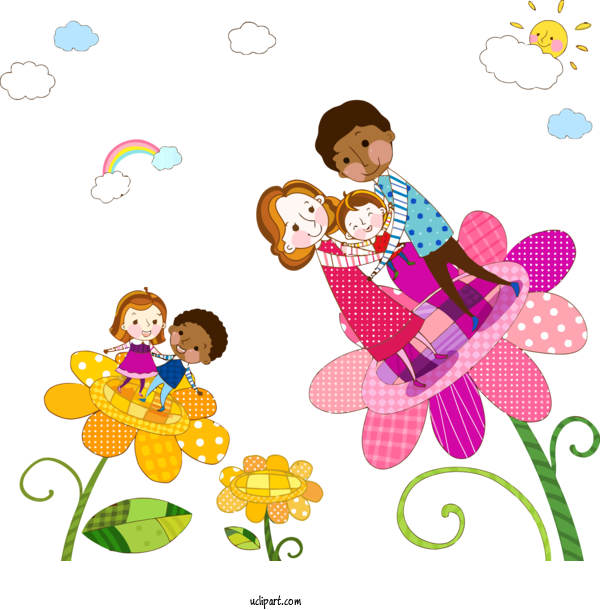 Free Holidays People In Nature Playing With Kids Cartoon For Family Day Clipart Transparent Background