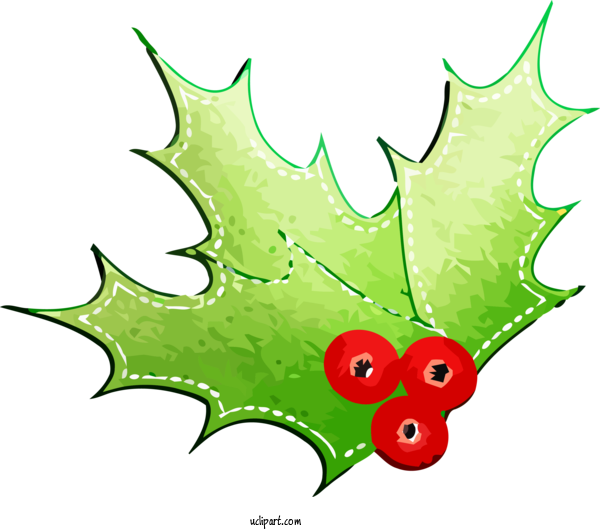 Free Holidays Leaf Holly Plant For Christmas Clipart Transparent Background