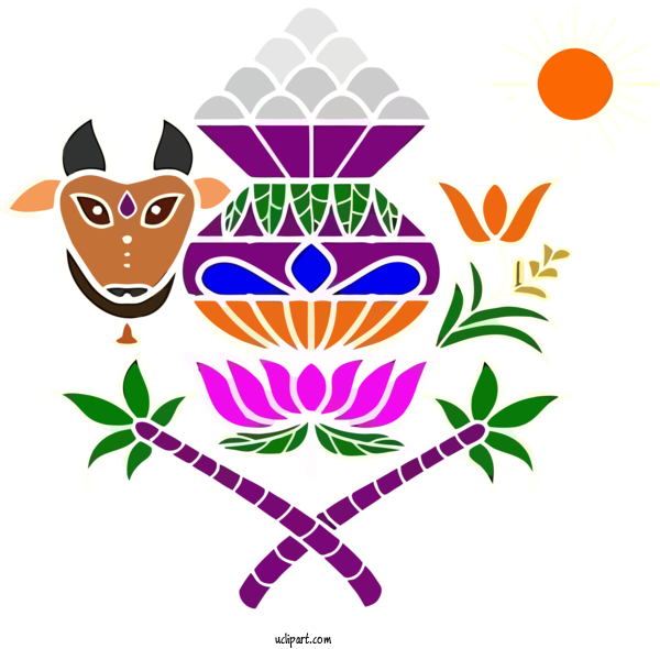 Free Holidays Coloring Book For Pongal Clipart Transparent Background