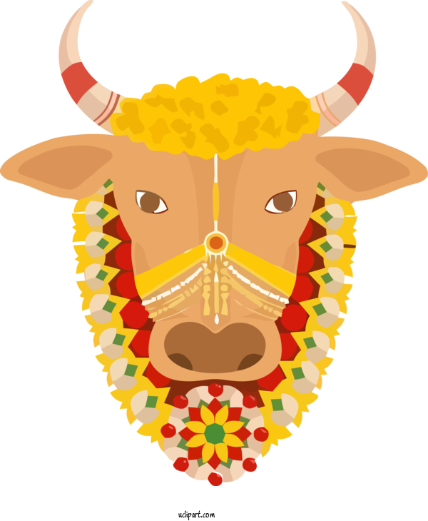 Free Holidays Bovine Bull Snout For Pongal Clipart Transparent Background