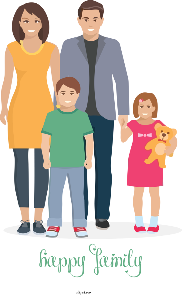 Free Holidays People Cartoon Standing For Family Day Clipart Transparent Background