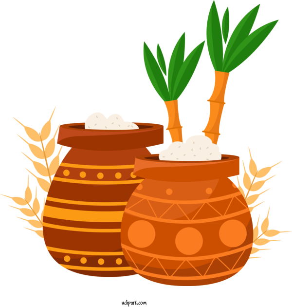 Free Holidays Flowerpot Plant Tree For Pongal Clipart Transparent Background